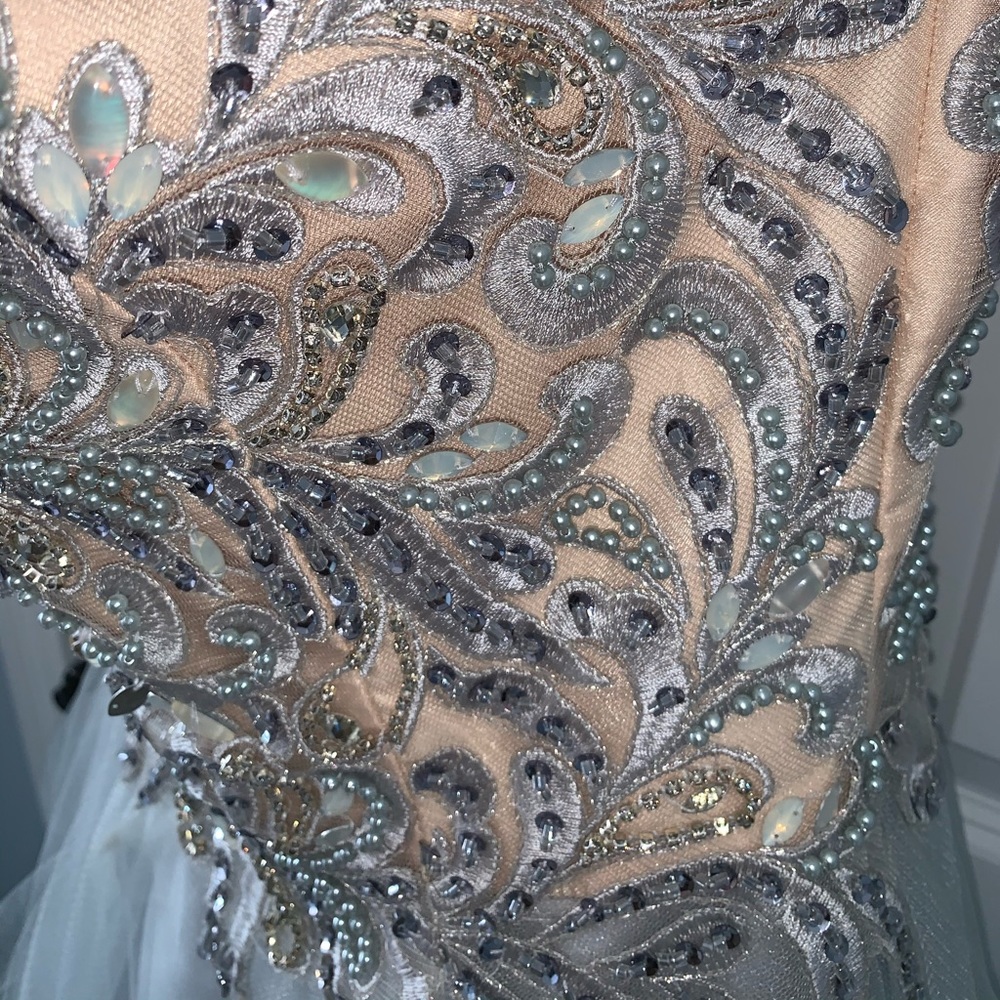 Terani Couture Strapless Prom Dress Grey/Silver - Picture 6 of 9